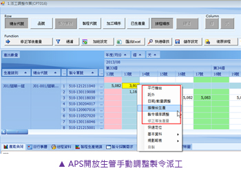 APS開放生管手動(dòng)調(diào)整製令派工